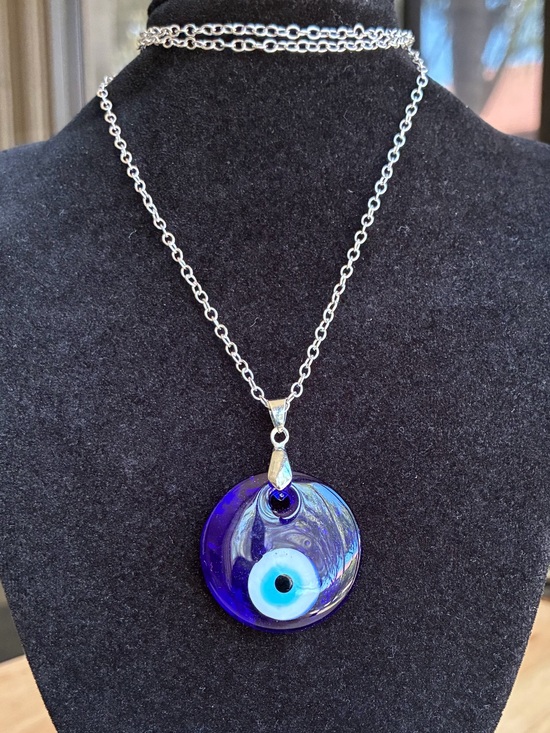 Jewelry - Handmade Blue Glass Evil Eye Pendant Necklace